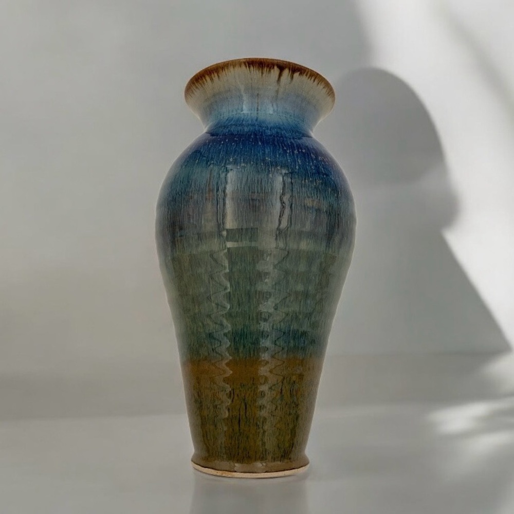 Vintage Large Blanket Creek Art Pottery Vase, Hand Thrown, Drip Glaze, Signed - Picture 2 of 8